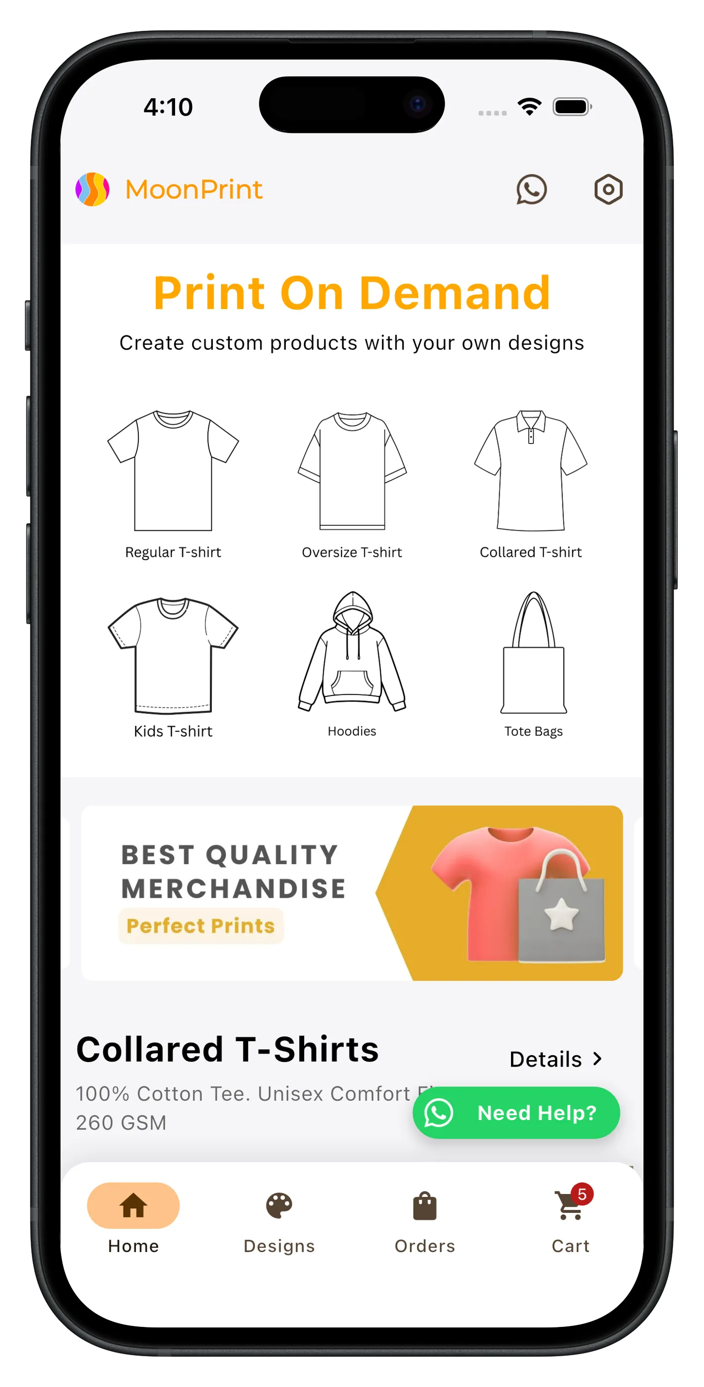 MoonPrint app on mobile device